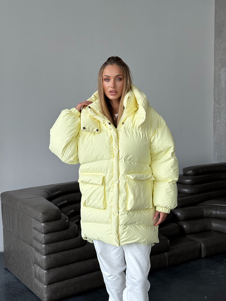 Puffer jacket BEZE LONG butter reins color