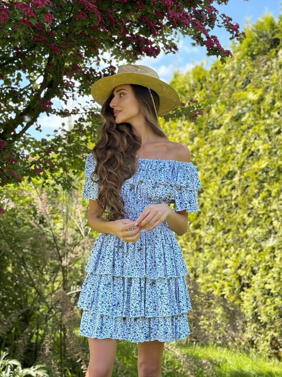 Dress LILI color flowers small blue