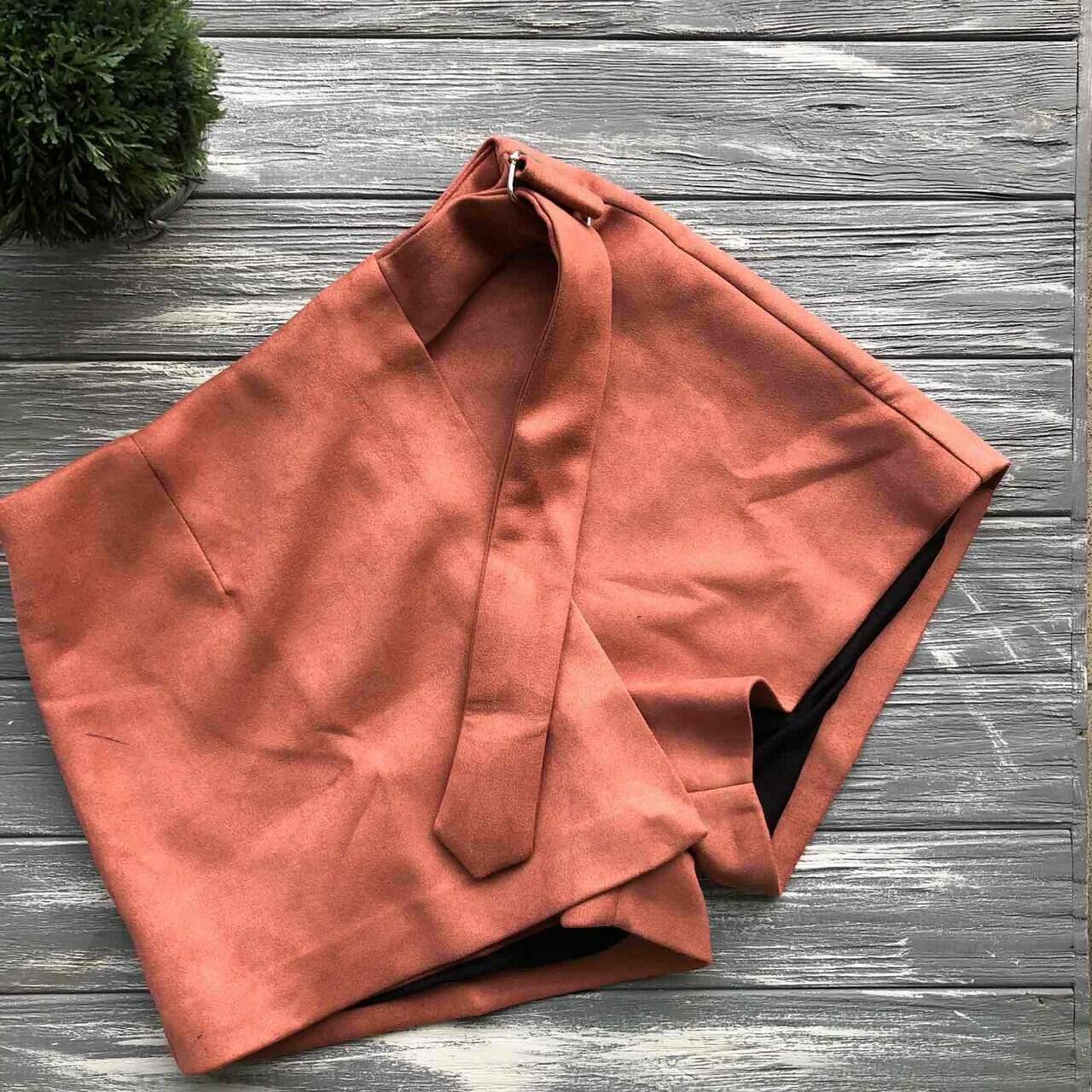 Shorts-skirt WEST powder color suede