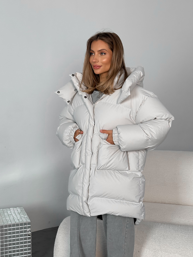Puffer jacket BEZE LONG pearl reins color