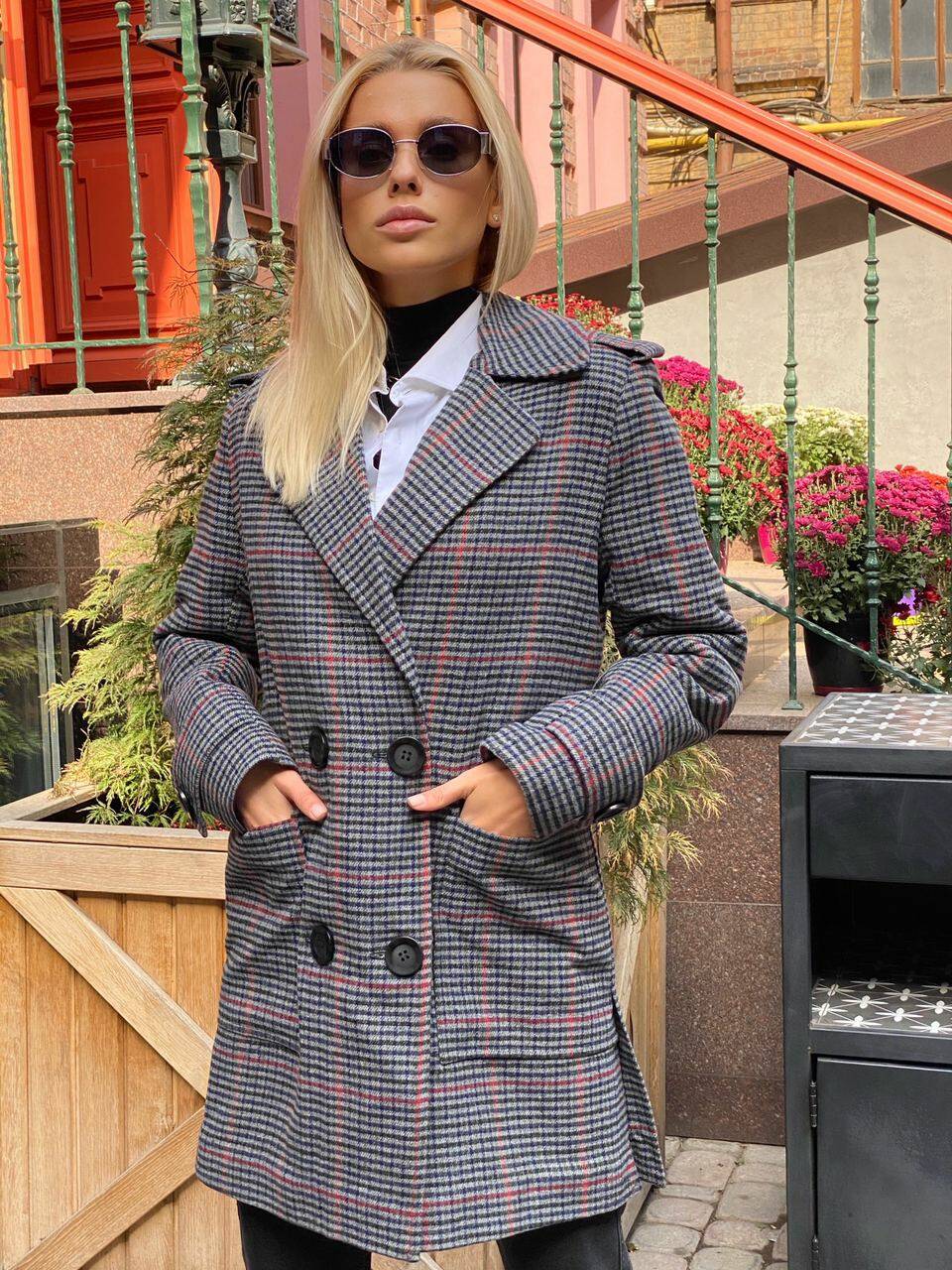 Coat NIKOLE color gray-red