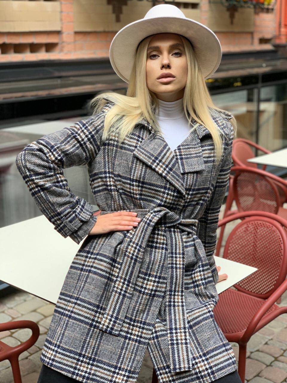 Coat Paris check blue-beige