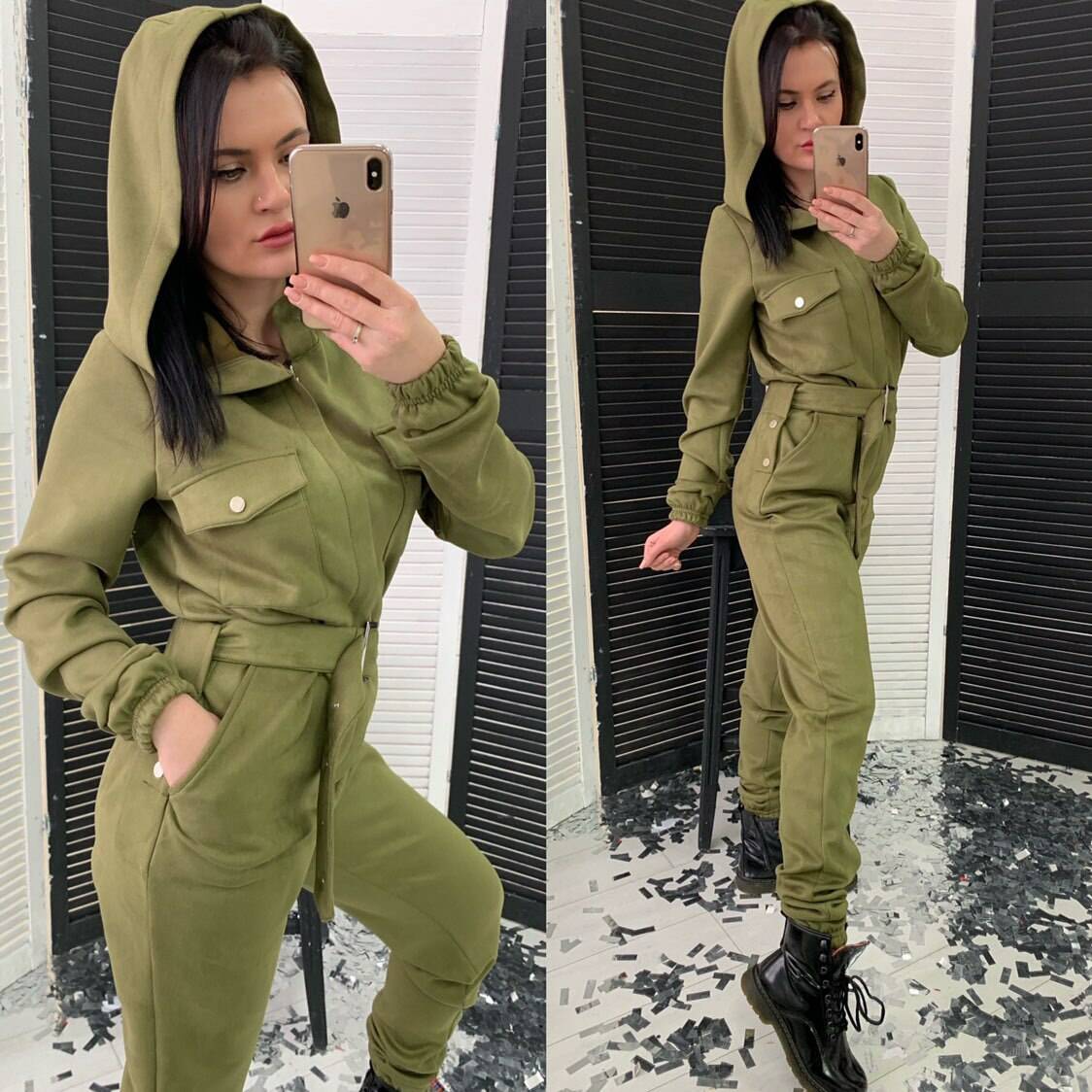 Комбінезон замш колір хакі