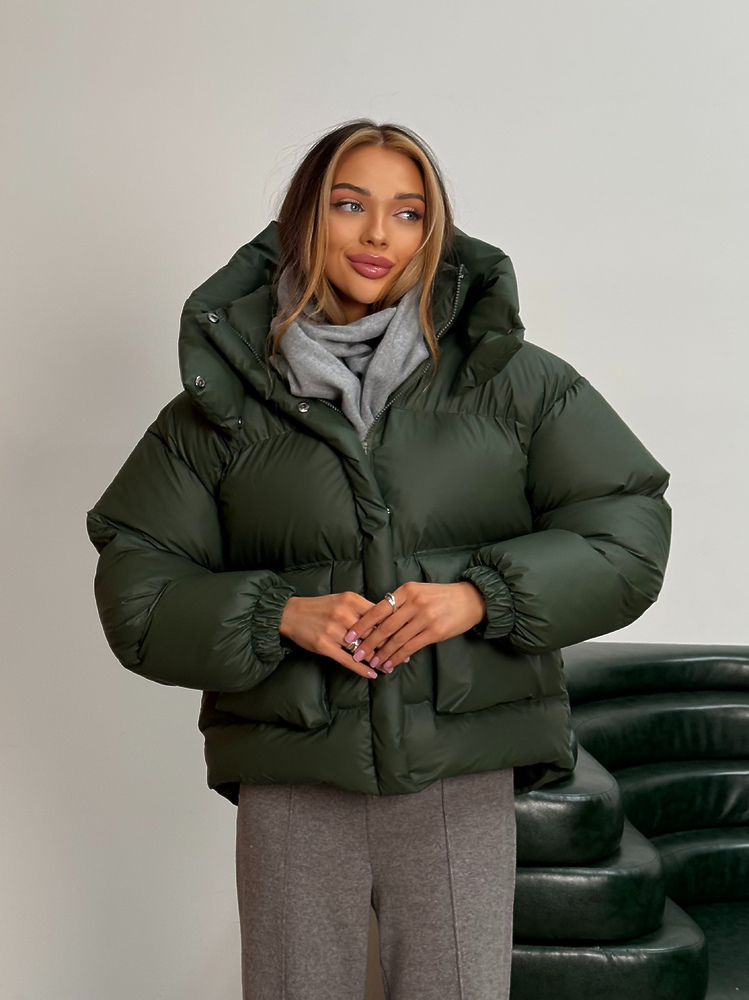 Puffer jacket BEZE olive reins color